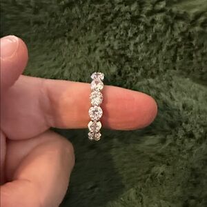 Joan Boyce Silver eternity round stone cubic zirconia Band.